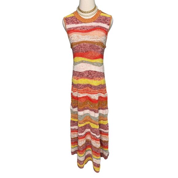 Ulla Johnson Gaia Wavy-Stripes A-Line Knit Maxi Dress in Agate size large L - Picture 7 of 16